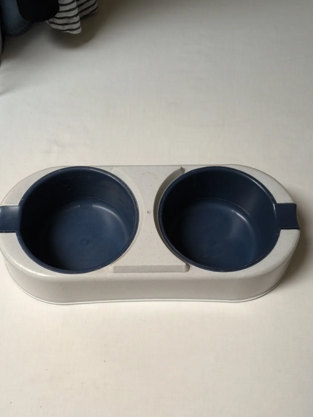 Double Pet Bowl in Blue Cream Durable Feeding Dish Removable Bowl Dog Cat